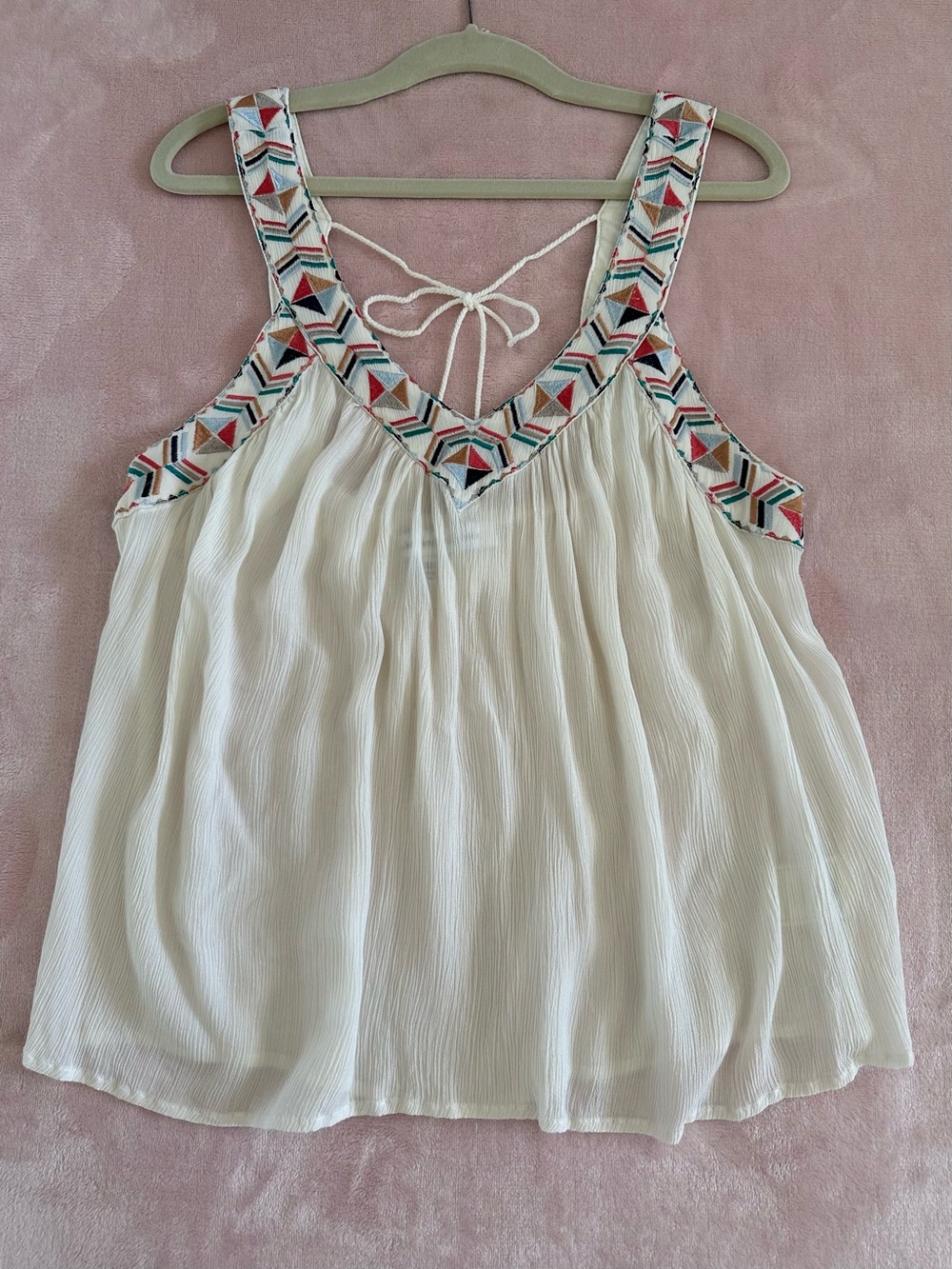 Cupcakes & Cashmere Cream Embroidered V-Neck Tank Top